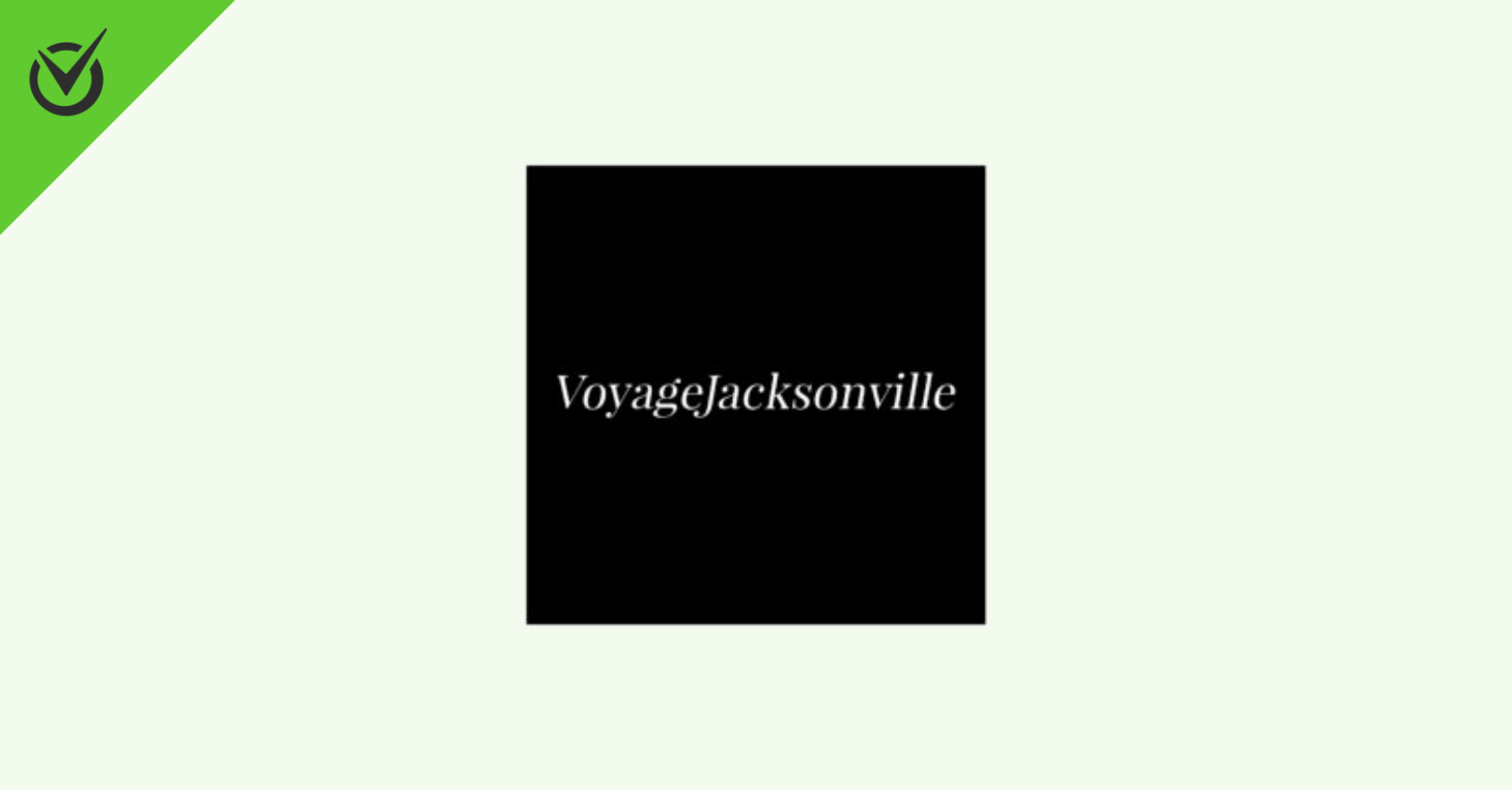 Black square with "VoyageJacksonville" written in white text.