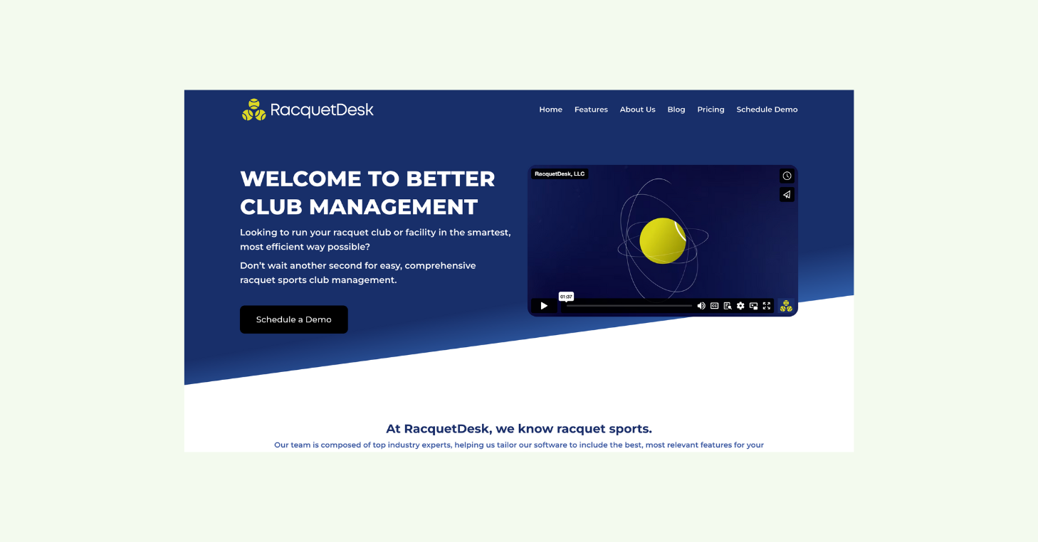 Image of RacquetDesk website