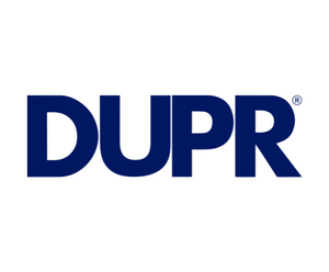 DUPR logo in dark blue letters