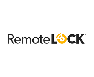 RemoteLock logo with a yellow lock icon replacing the "O"