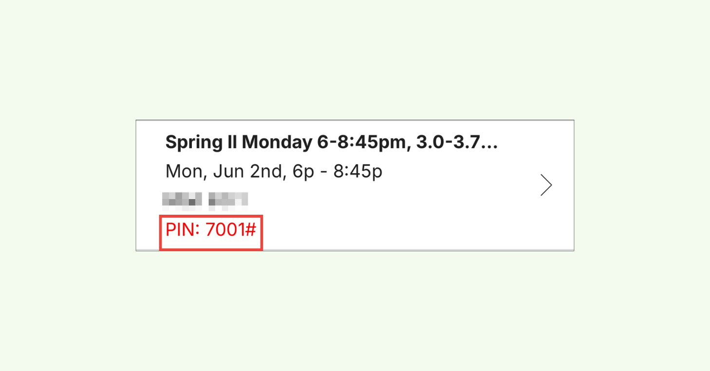 Example of a player's RemoteLock PIN code on their reservation.