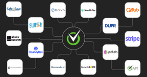 Brand logos of all CourtReserve's integrated partners against black background.
