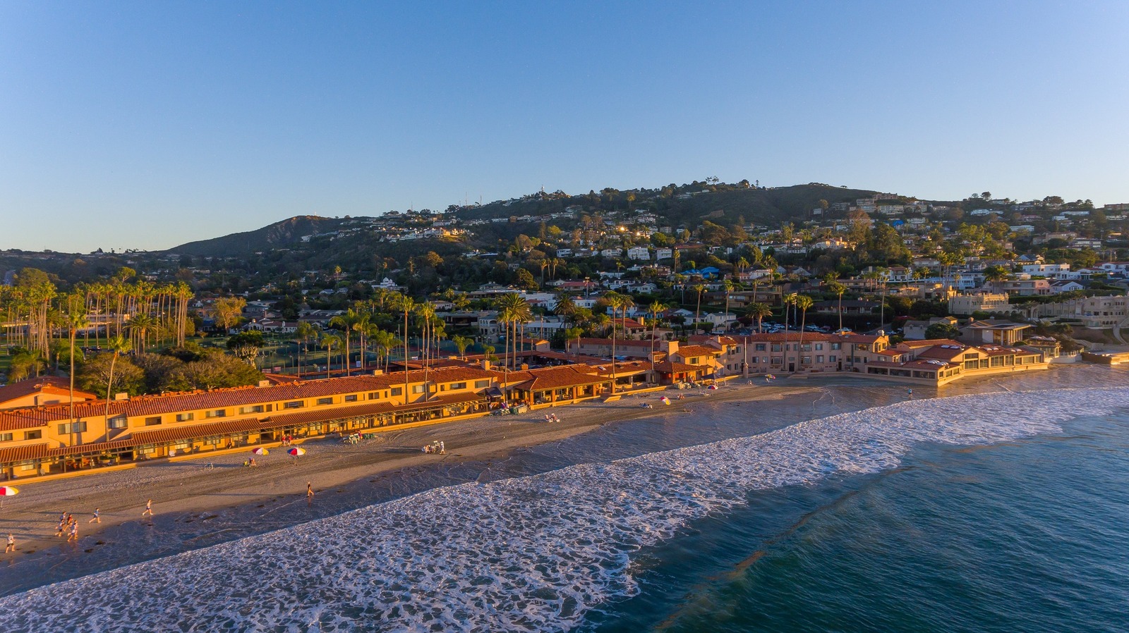 Aerial view of la jolla at sunset. View from ocean