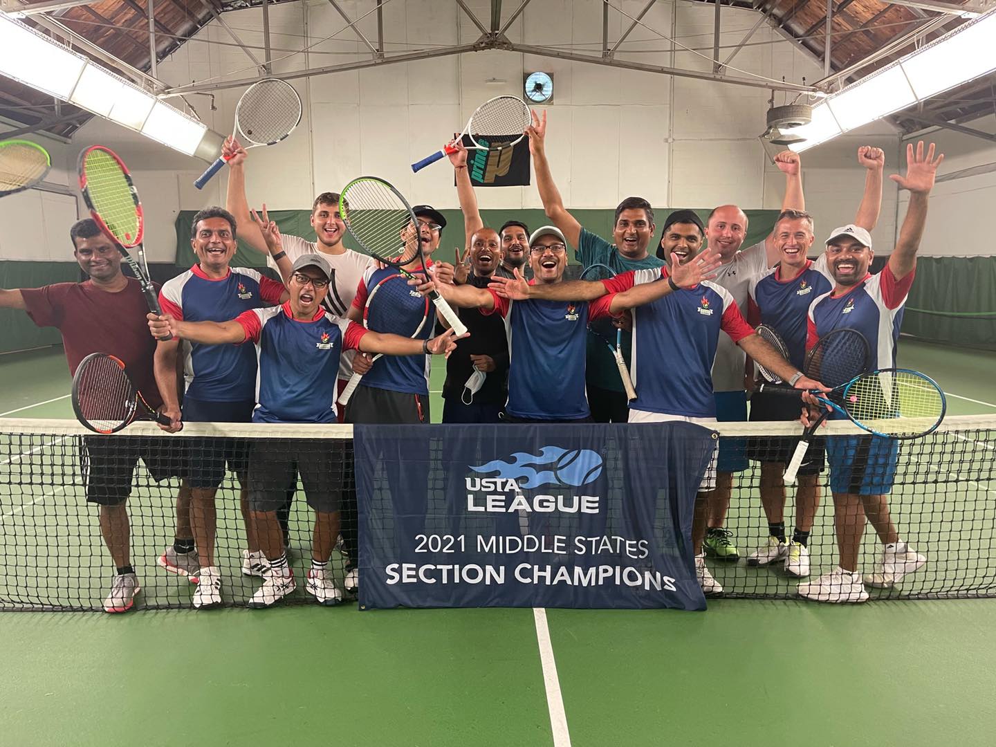 PRC's 2021 USTA league champions on indoor court