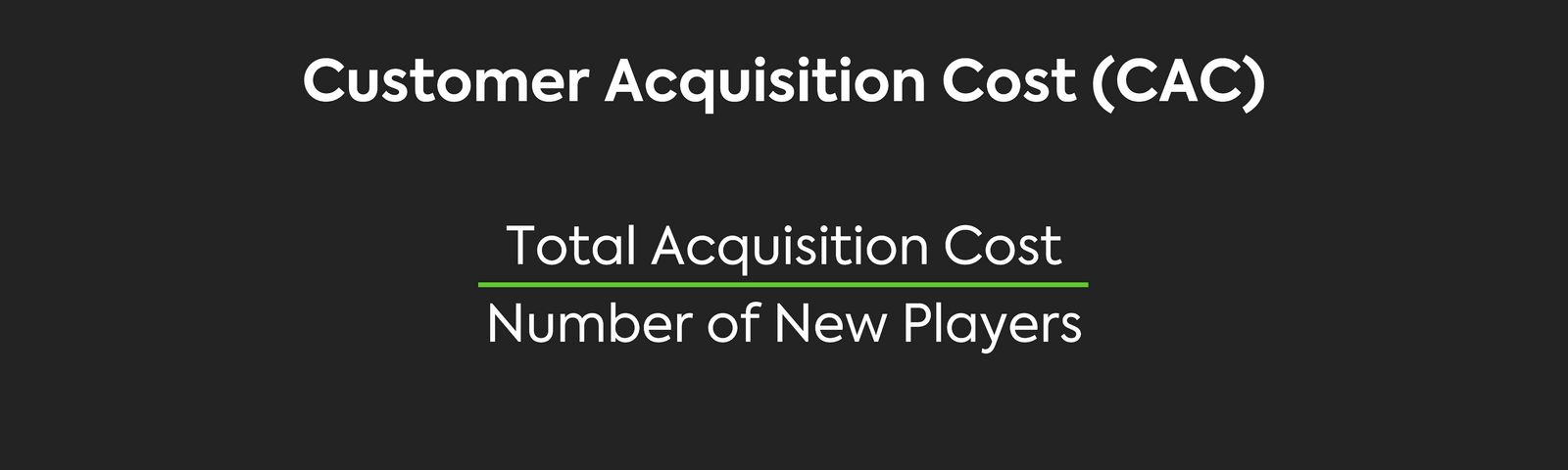 Formula for calculating Customer Acquisition Cost (CAC).