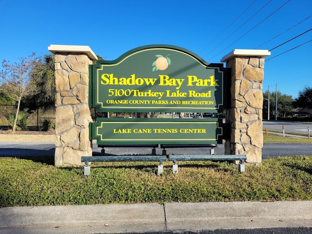 Shadow bay park sign 5100 turkey lake road orange county parks lake cane tennis center