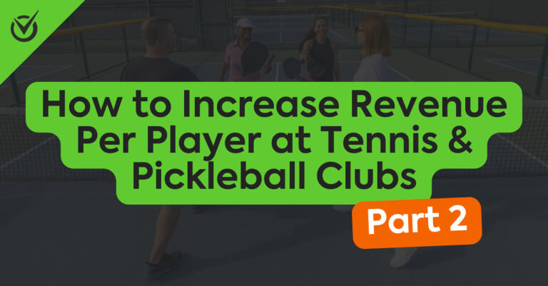Players on a pickleball court touch paddles in background with text overlay displaying blog title