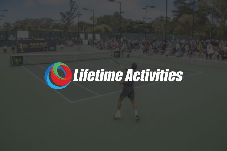MG-Tennis-3 Lifetime Activities logo displayed over a background of a tennis match with a player serving and a crowd watching.