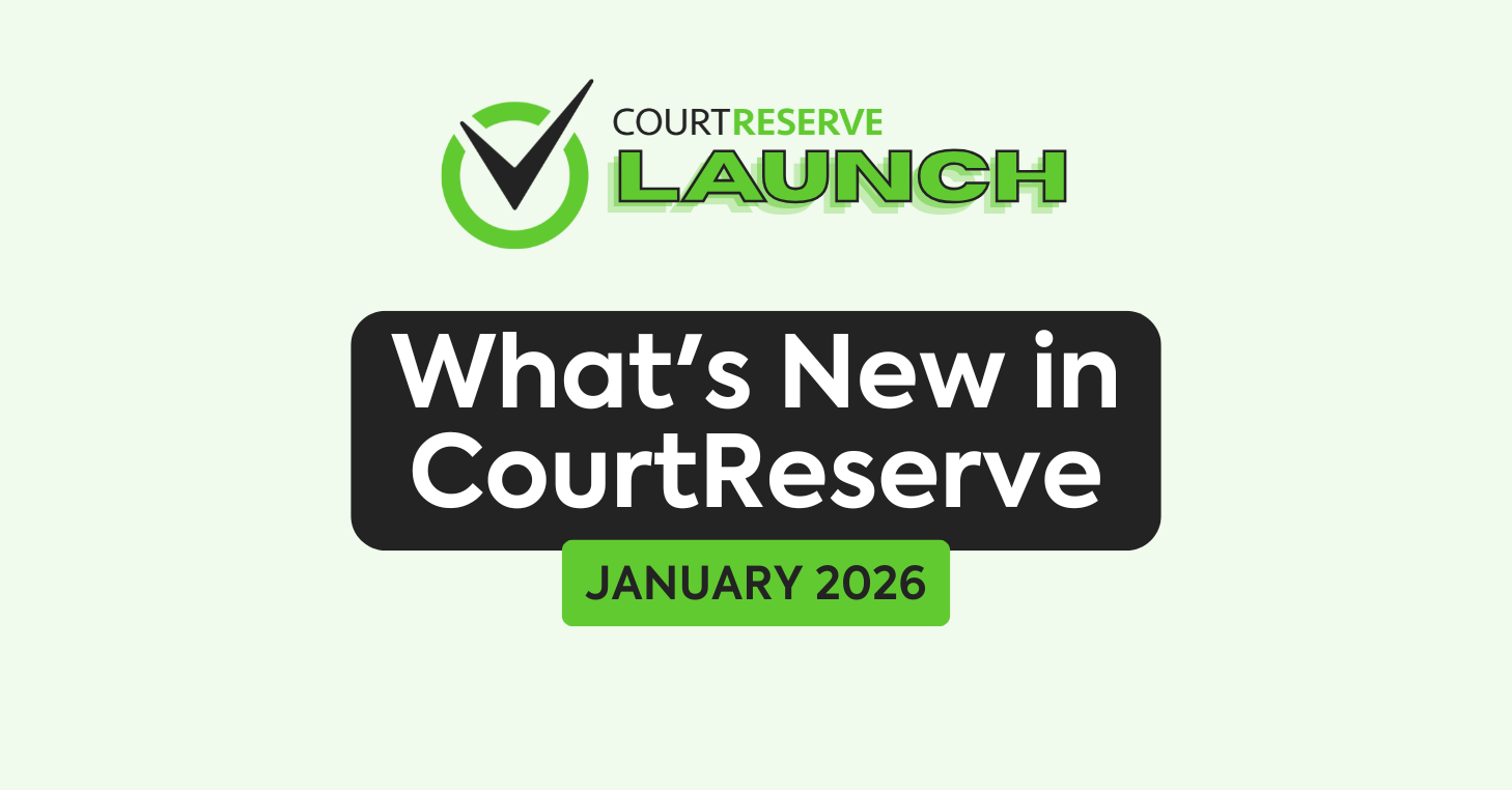 CourtReserve product launch webinar title card.