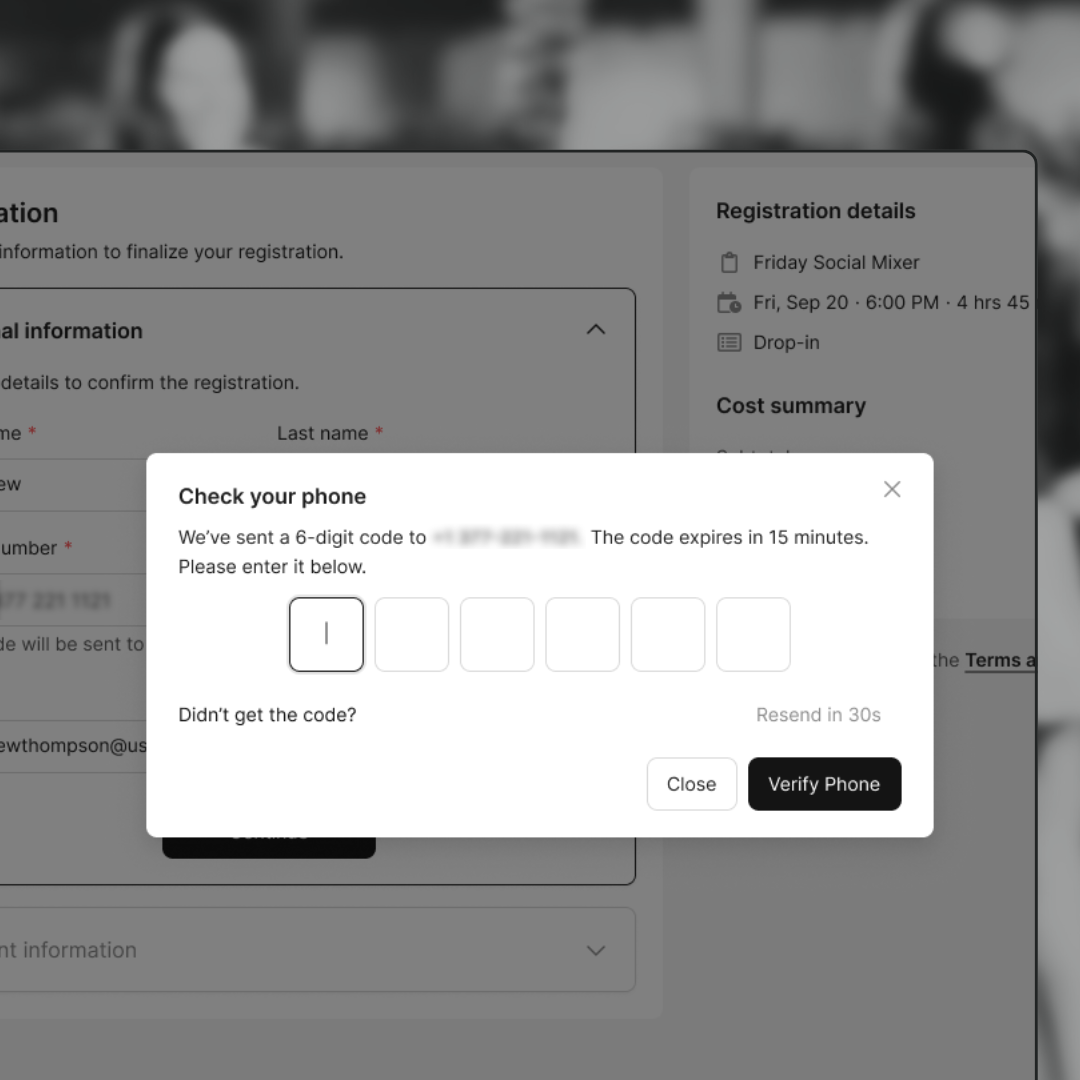 Upfront payment and SMS verification built in alt