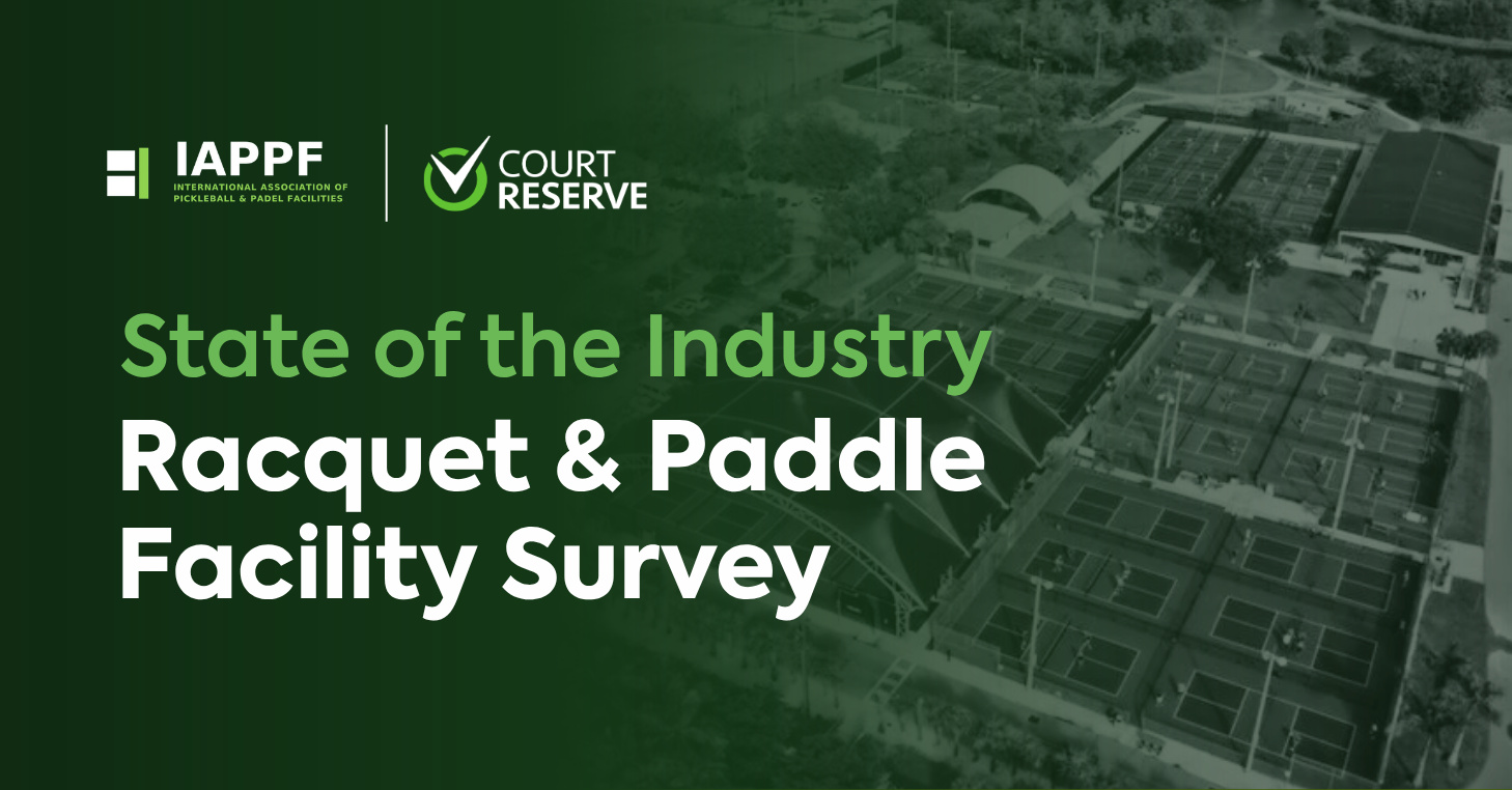Promotional graphic for the IAPPF and CourtReserve 2026 State of the Industry report