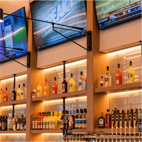 Full-service bar and sports TVs at Crush Yard