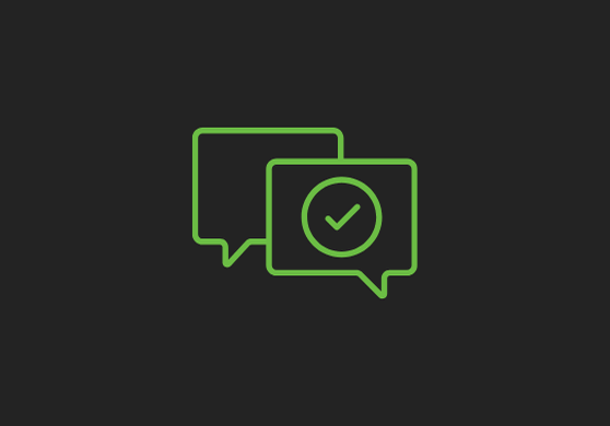 Green SMS chat bubbles with checkmark